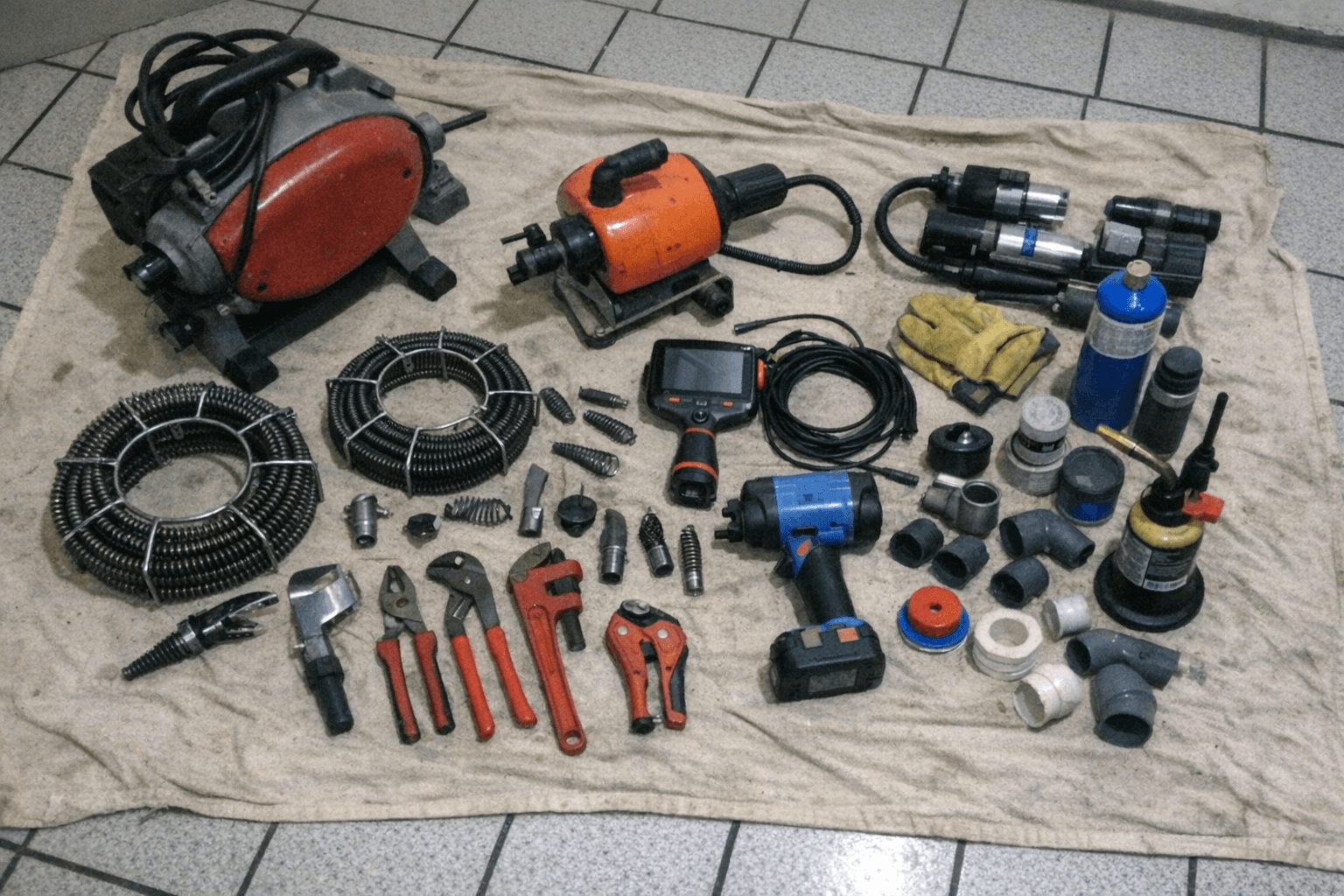 Moderne Werkzeuge und Ausrüstung für Reparaturen im Sanitärbereich