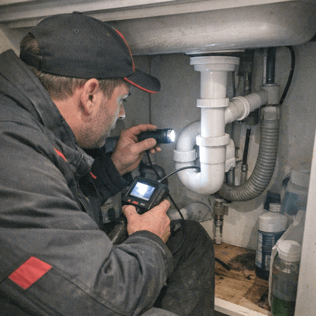 Präzise Diagnosearbeiten an häuslichen Wasserleitungen durch Handwerker